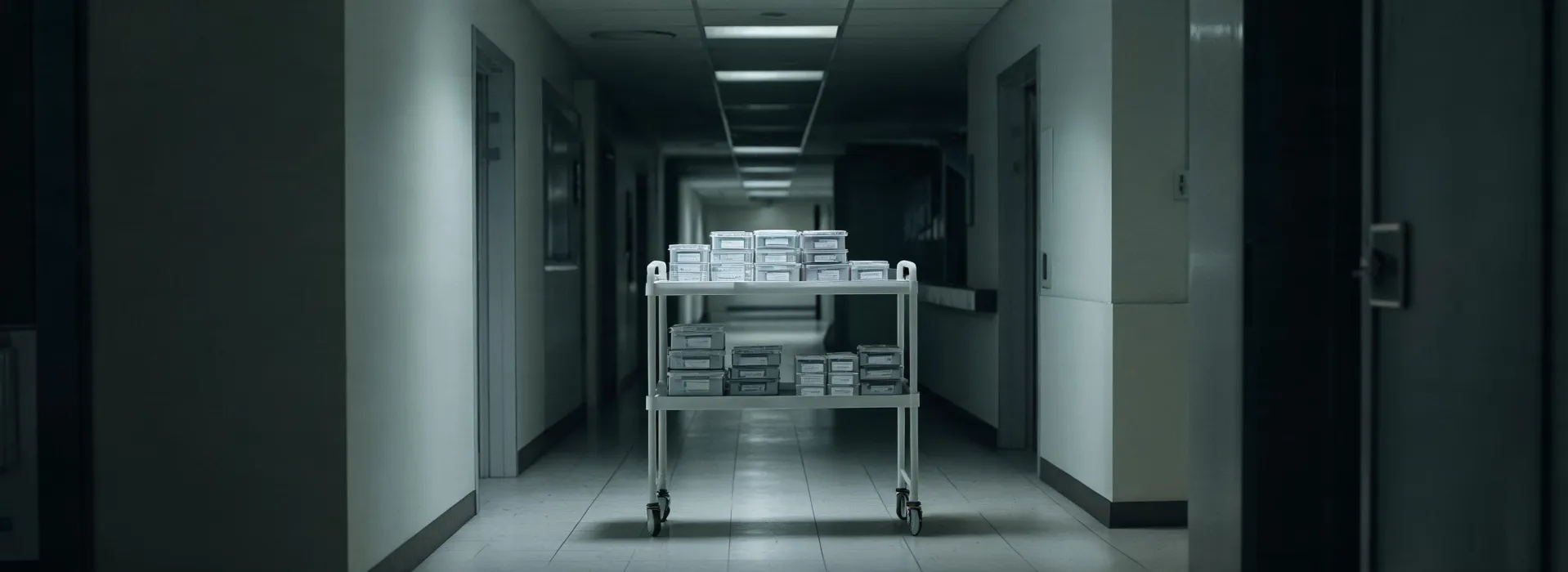 Clinical laboratory corridor with instrument service cart